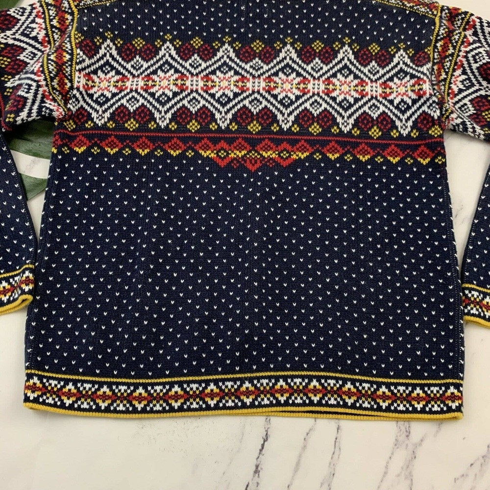 Hanna Andersson Womens Fair Isle Nordic Pullover Sweater Size XS Blue Yellow - Picture 11 of 11